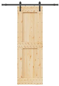 Porta Scorrevole Con Set Hardware 70x210 Cm Legno Massello Pino /