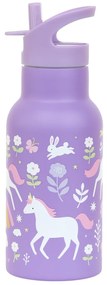 A Little Lovely Company - borraccia in acciaio inox, 350 ml - unicorni e arcobaleno