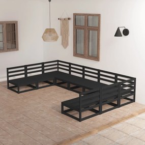 Set divani da giardino 9 pz in legno massello di pino