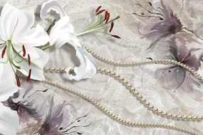 Carta da parati – Giglio bello con perle