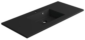 Lavabo integrale a incasso rettangolare vasca centrale Neo L 106 x H 11.2 x P 48.5 cm in composito minerale di resina gelificata nero