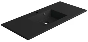Lavabo integrale rettangolare vasca centrale Neo L 106 x H 11.2 x P 48.5 cm in composito minerale di resina gelificata nero