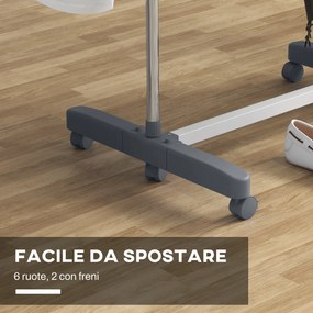 Stendino Verticale 4 Ripiani Regolabili 142x55x172 cm in Acciaio e Plastica Grigio e Argento...