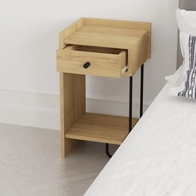 Comodino in rovere con ripiani in colore naturale Mercure - Marckeric