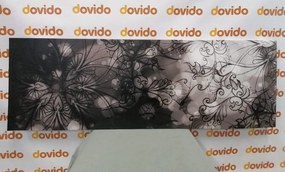 Stampa su tela – Mandala floreale in bianco e nero