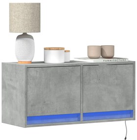 Mobile Tv A Parete Con Luci Led Grigio Cemento 80x31x35 Cm /