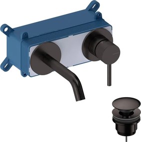 Rubinetto per lavabo Loop a parete per lavabo bocca 14cm + corpo incasso + piletta di scarico metal gun