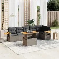 Set Divani da Giardino 7 pz con Cuscini Grigio in Polyrattan 3273531