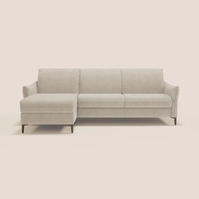 Dalia divano letto angolare con materasso alto 18 cm piedini alti e penisola contenitore in tessuto smacchiabile T17