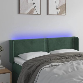 Testiera A Led Verde Scuro 147x16x78/88 Cm İn Velluto /