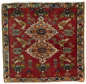 Shiraz Tappeto persiano 60 x 60 Rosso (Iran) Annodato A Mano