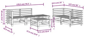 Set Salotto da Giardino 6 pz Nero in Legno Massello di Pino