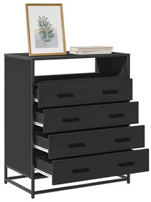 Cassettiera Nera 70x41x83,5 Cm İn Legno Multistrato /