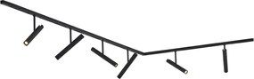 Sistema di illuminazione a binario moderno nero con 6 faretti neri monofase - Slimline Avery