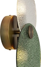 Lampada da parete Art Déco bronzo scuro con vetro verde e trasparente 2 luci - TEXT