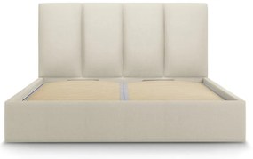 Letto matrimoniale imbottito beige con contenitore con griglia 180x200 cm Juniper - Mazzini Beds