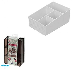 Organizer Porta Cosmetici "Smack" In Plastica Con 4 Scomparti Colore Bianco