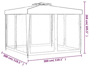 Gazebo con Tetto Doppio Blu 3x3x2,68 m in Tessuto