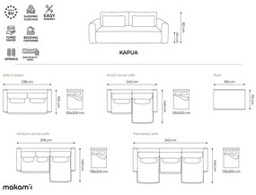 Divano angolare color kaki allungabile/con contenitore (con penisola a destra/con chaise lounge) Kapua – Makamii