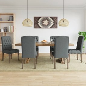 Sedie Da Pranzo 6 Pz Grigie İn Tessuto Effetto Lino /