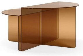 Set di tavolini da salotto rotondi marroni in vetro 2 pz ø 80 cm Velta – MOME