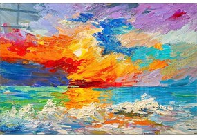 Pittura su vetro 70x50 cm Abstract Sunset - Wallity