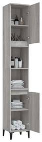 Armadietto bagno grigio sonoma 30x30x190cm in legno multistrato