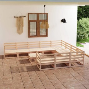 Set divani da giardino 11 pz in legno massello di pino