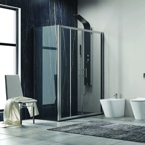 Kamalu - Cabina doccia 160x80 cm ad angolo laterale fisso 80cm con profili cromo |KF6000S