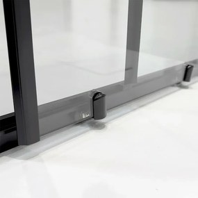 Box doccia 3 lati 70x100x70 in vetro temperato trasparente doppio scorrevole con profili neri Tay