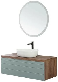 Mobile da bagno sospeso 110 cm verde salvia con lavabo in ceramica Amalfi