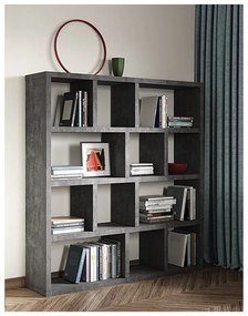 Libreria grigia effetto cemento 150x159 cm Berlin - TemaHome