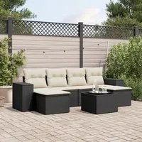 Set Divani da Giardino con Cuscini 7pz Nero Polyrattan 3255263