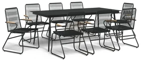 Set da pranzo da giardino 9 pz nero in rattan pvc