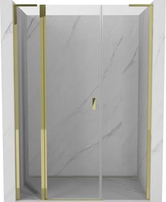Mexen Mist L porta doccia battente 135 cm, trasparente, oro - 8A4L-135-001-50-00