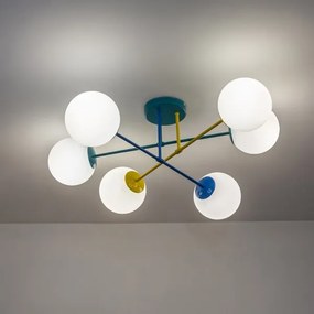 Lampadario a plafone MOON 6xE27/15W/230V turchese/giallo/blu