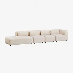 Divano Angolare Modulare In 4 Pezzi Fogler Con Chaise Longue Sinistra Velluto A Coste Beige Lin - Sklum