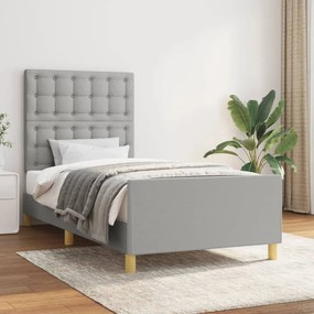 Giroletto Con Testiera Grigio Chiaro 90x200 Cm İn Tessuto /