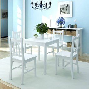 Set Da Pranzo 5 Pz İn Legno Di Pino Bianco /