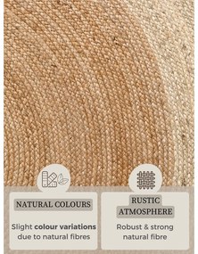 Tappeto rotondo di colore naturale in iuta reversibile e tessuto a mano ø 160 cm Jutta Gold – Hanse Home