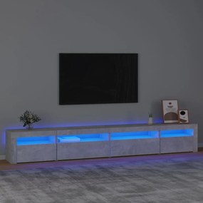 Mobile porta tv con luci led grigio cemento 270x35x40 cm