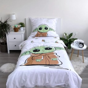 Biancheria da letto per bambini in cotone per letto singolo 140x200 cm Star Wars Baby Yoda - Jerry Fabrics