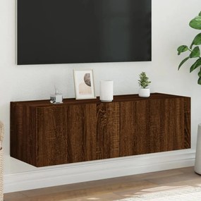 Mobile Tv A Parete Con Luci Led Rovere Marrone 100x35x31 Cm /