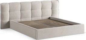 Letto matrimoniale imbottito beige con contenitore con rete inclusa 140x200 cm Eric – Micadoni