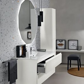 Mobile da bagno sospeso moderno con base 120 ARTICO con 2 cassetti e lavabo BIANCO OPACO
