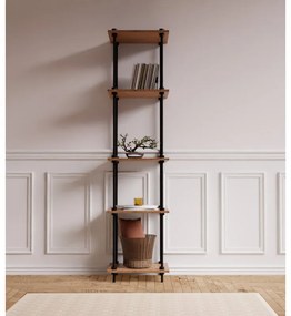 Scaffale in kit AR SHELVING Ardeco 5 ripiani L 43 x P 35 x H 185 cm in legno nero e marrone, portata per ripiano 30 kg
