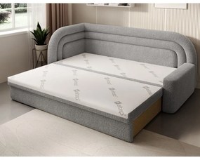 Divano grigio allungabile/con contenitore con penisola a sinistra e rivestimento in bouclé 223 cm Fabillo – ELTAP