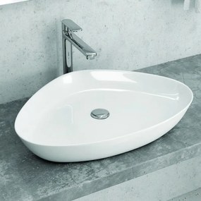 Kamalu - Lavabo bagno da appoggio 59cm ceramica bianca | Litos-0009