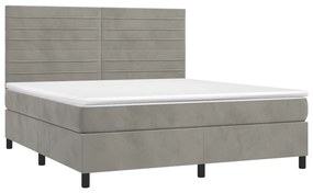 Letto a molle materasso e led grigio chiaro 160x200 cm velluto