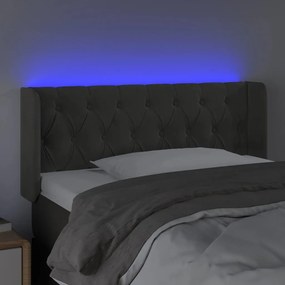 Testiera a led grigio scuro 103x16x78/88 cm in velluto